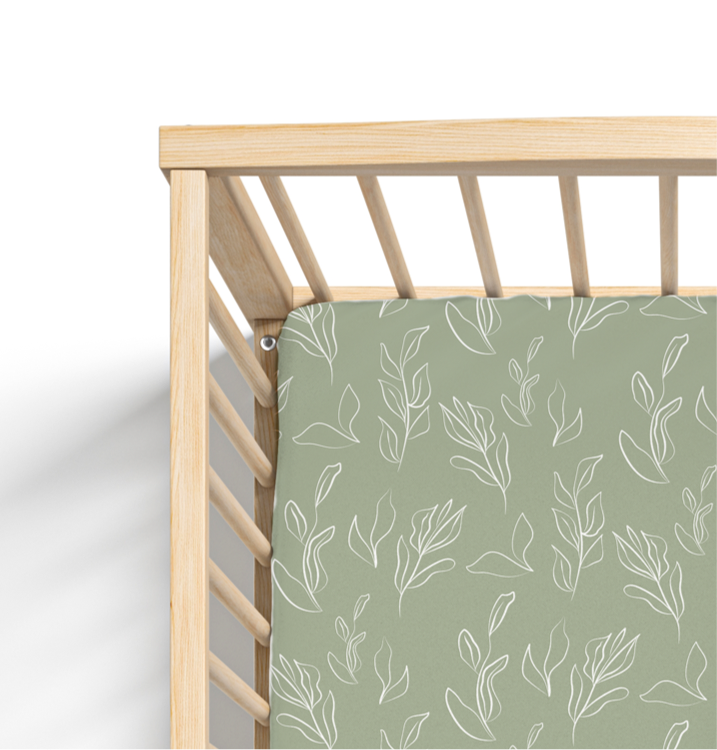Organic Bamboo Cotton Blend Crib Sheet in Natural Oasis Willow