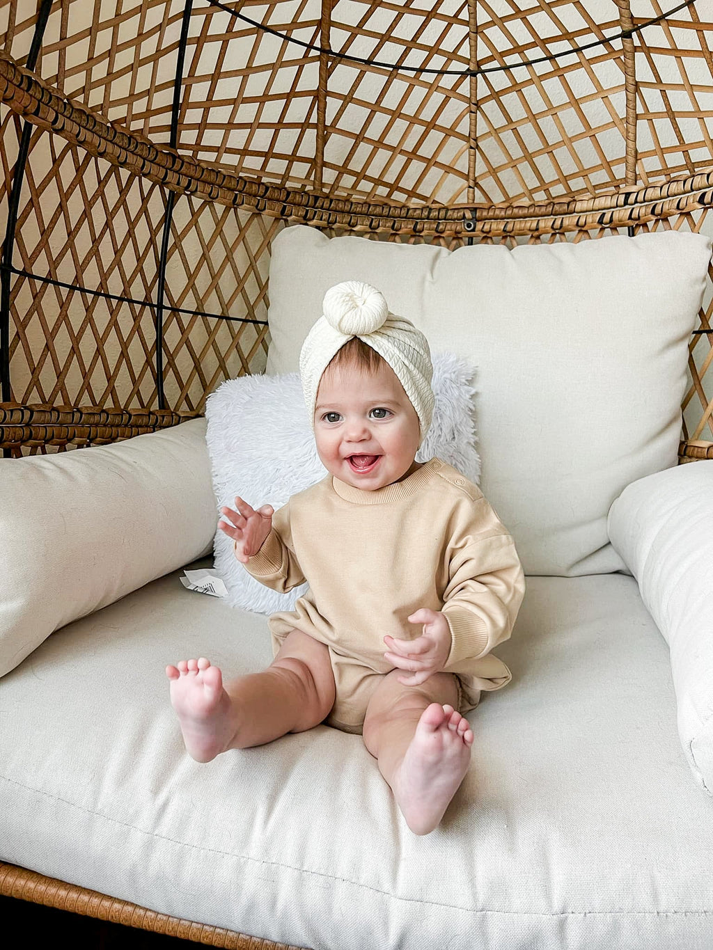 PREORDER Organic Cotton Bubble Romper - Latte