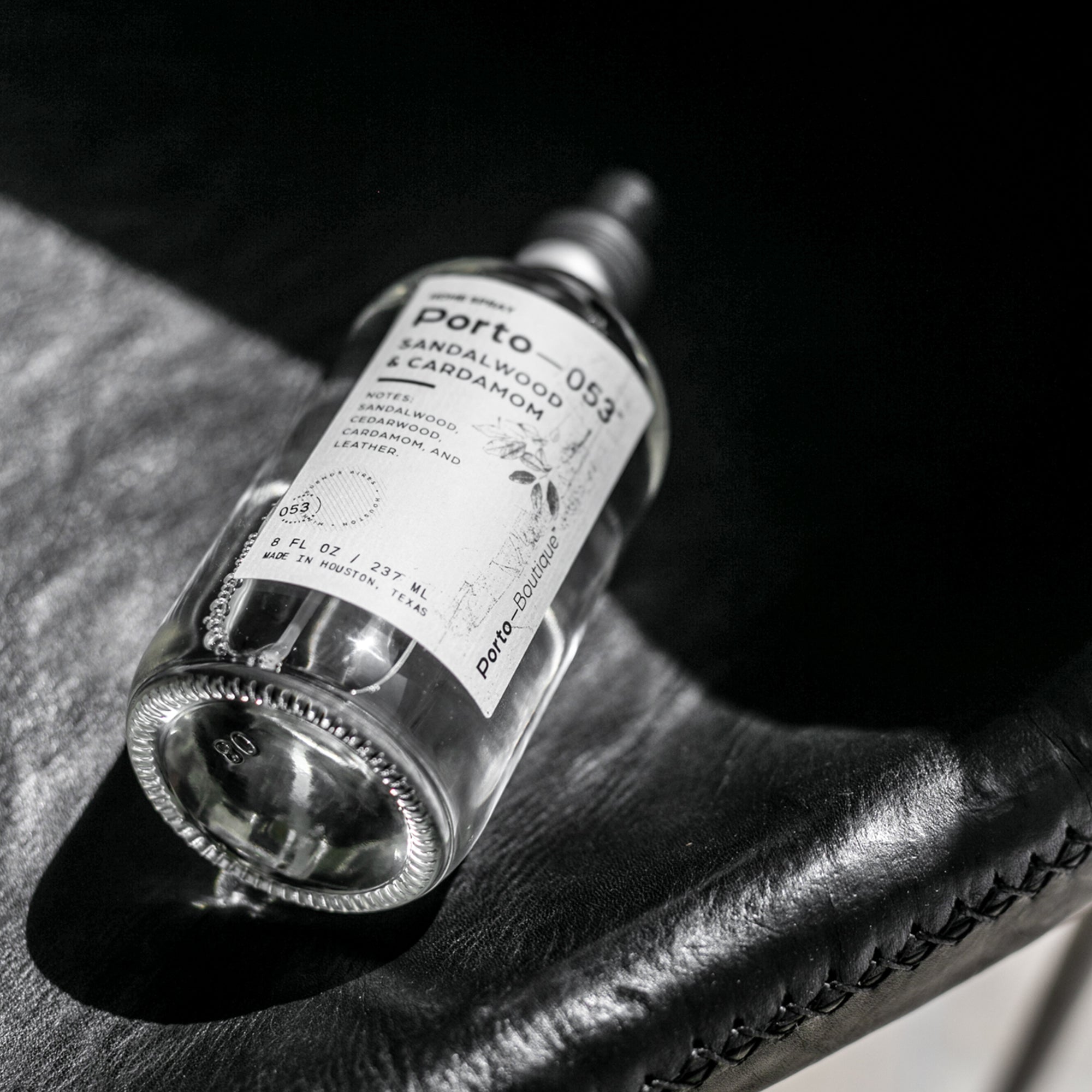 Room Spray – Linen & Fabric Freshener – High Fragrance Concentration Porto-053 – Vegan & Handmade in USA – 4 oz Clear Glass Bottle