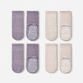 New- Organic Cotton Socks- Lavender & Beige- 4 Pairs of Stay-On Baby & Toddler Non-Slip Socks