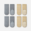 New- Organic Cotton Socks- Grey & Lemon- 4 Pairs of Stay-On Baby & Toddler Non-Slip Socks