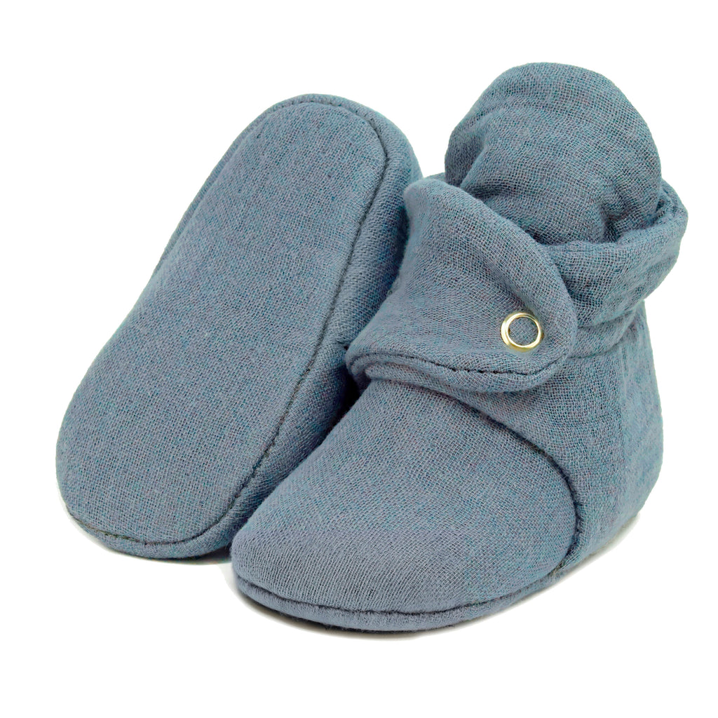 Muslin Stay On Baby Booties Dark Gray