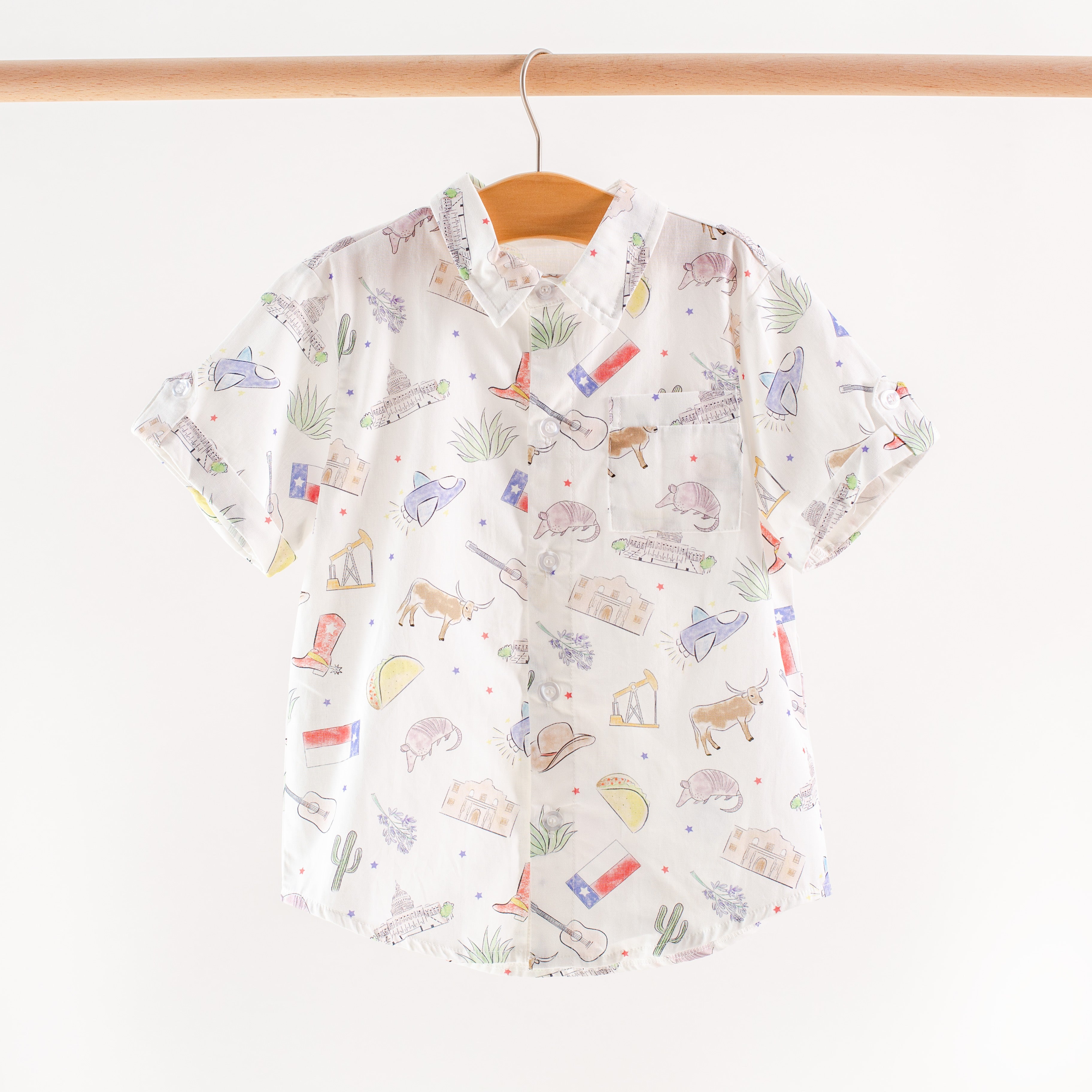 Texas Kids Short Sleeve Collared Shirt