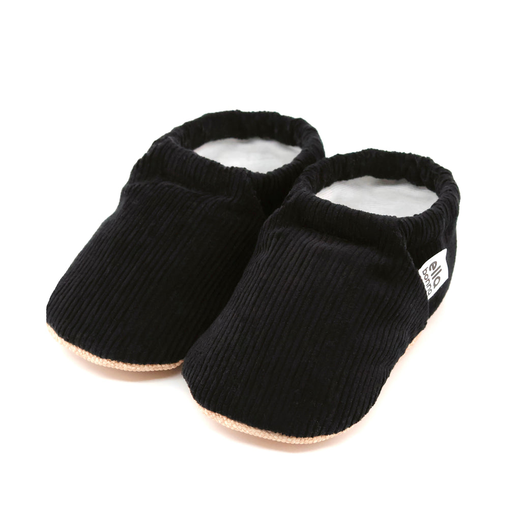 Organic Cotton Corduroy Home Nursery Moccasin Shoes , Black