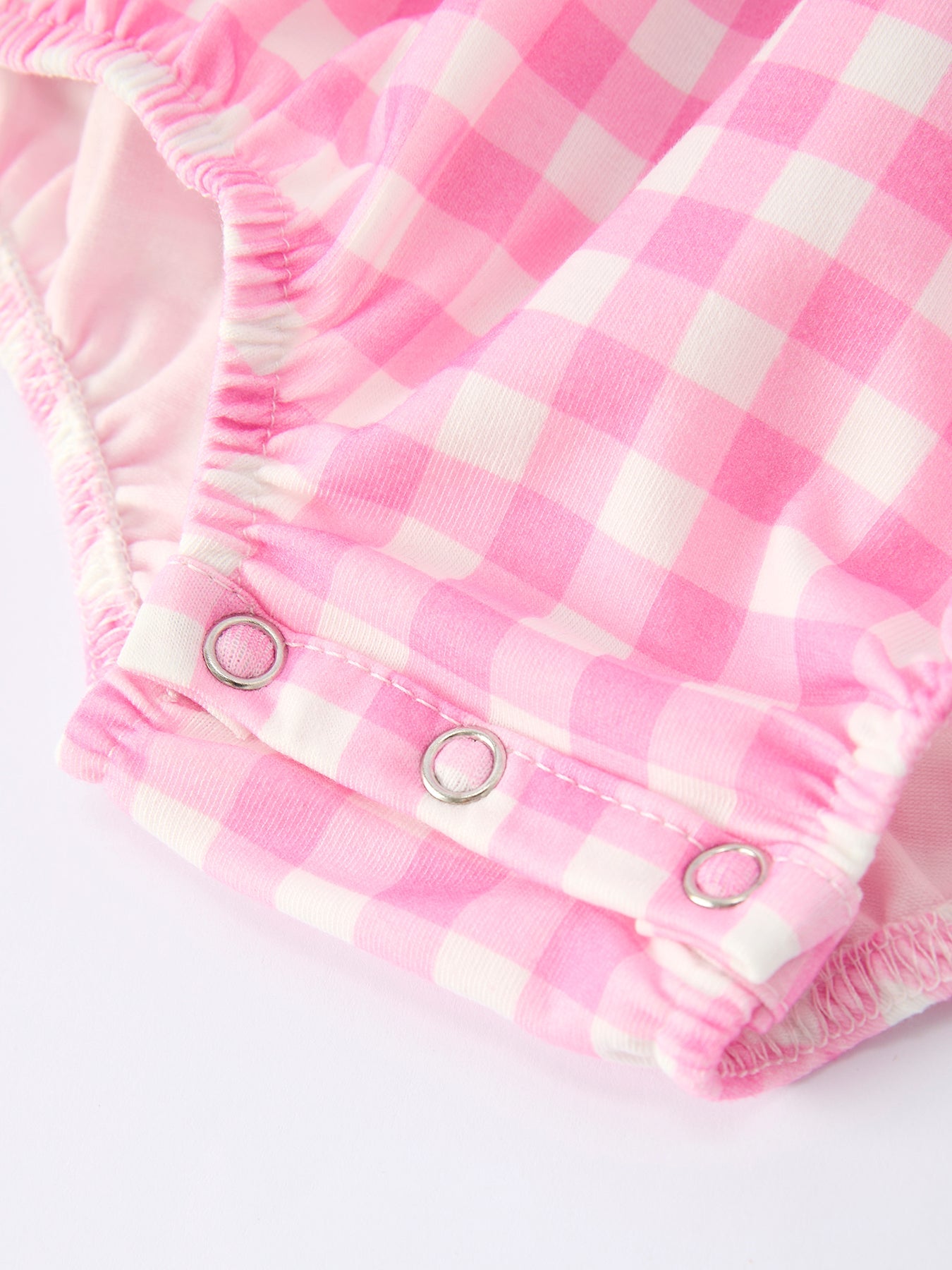 Valentine Pink Plaid Baby Girls Romper with Horse & Heart Smocking