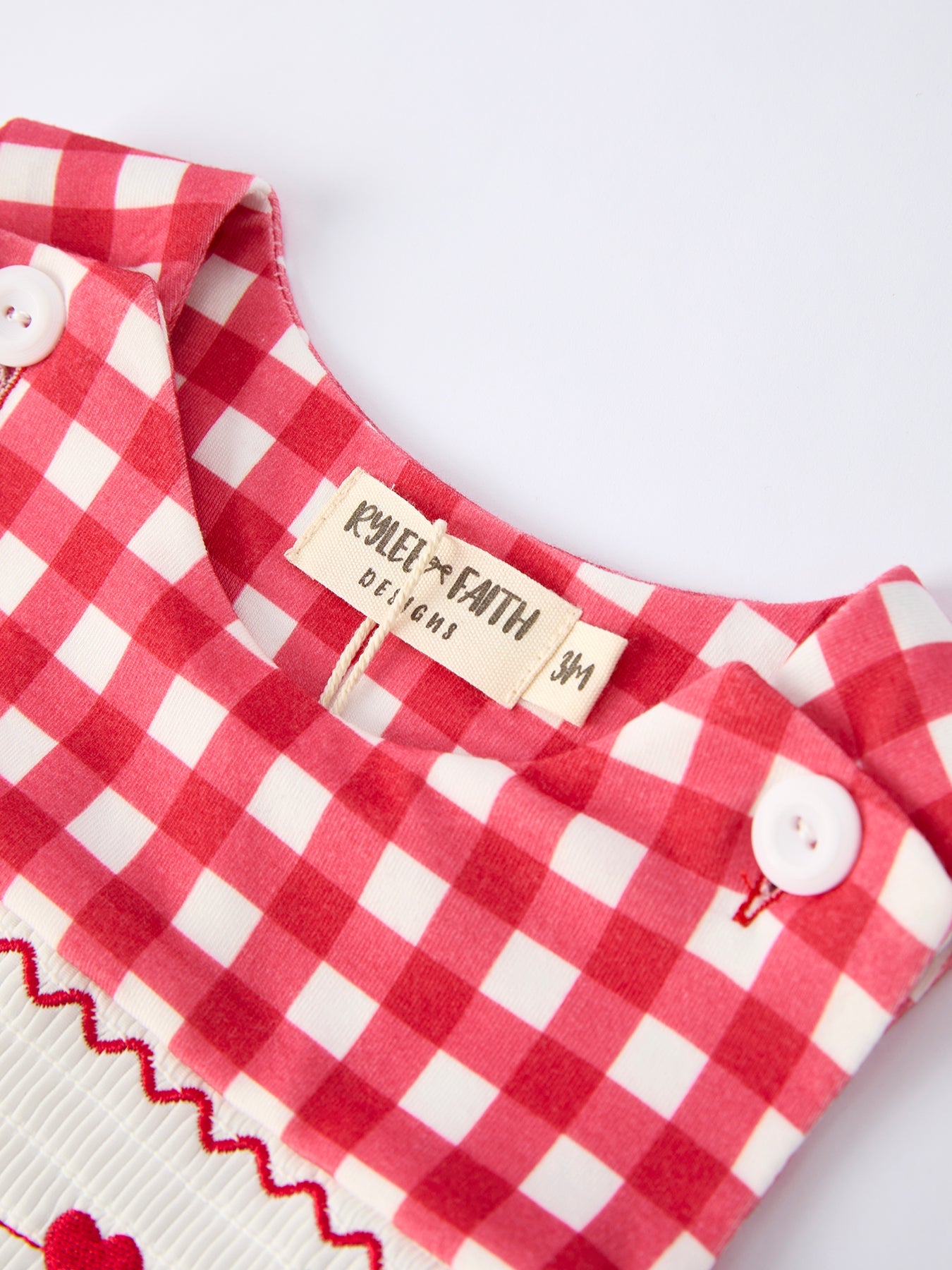 Valentine's Day Plaid Heart Embroidered Pony Boys' Romper