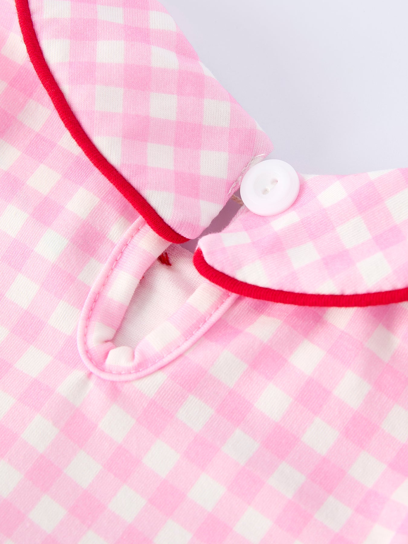 PREORDER Girls' Valentine's Day Heart-embroidered Plaid Baby Romper