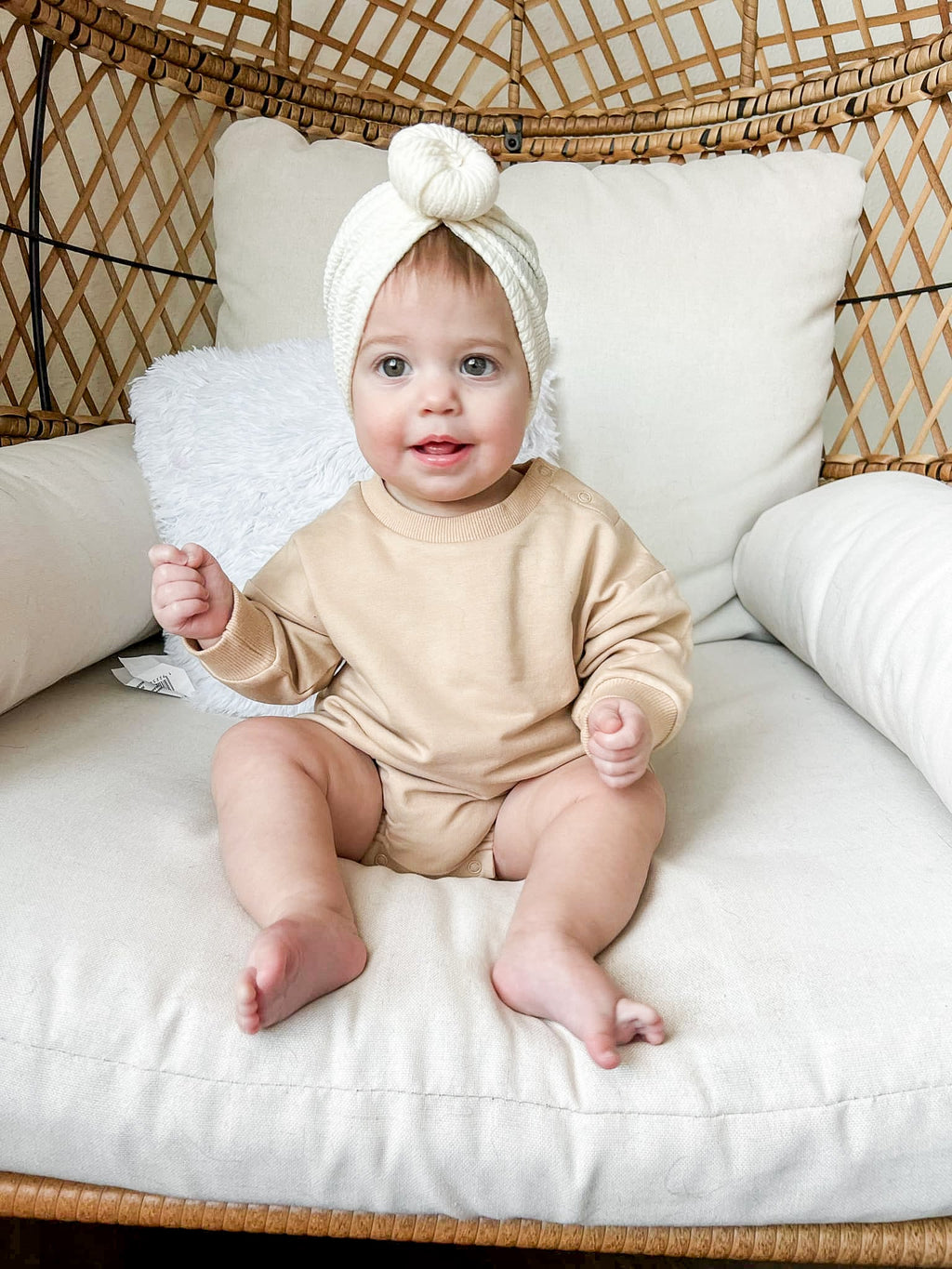 PREORDER Organic Cotton Bubble Romper - Latte