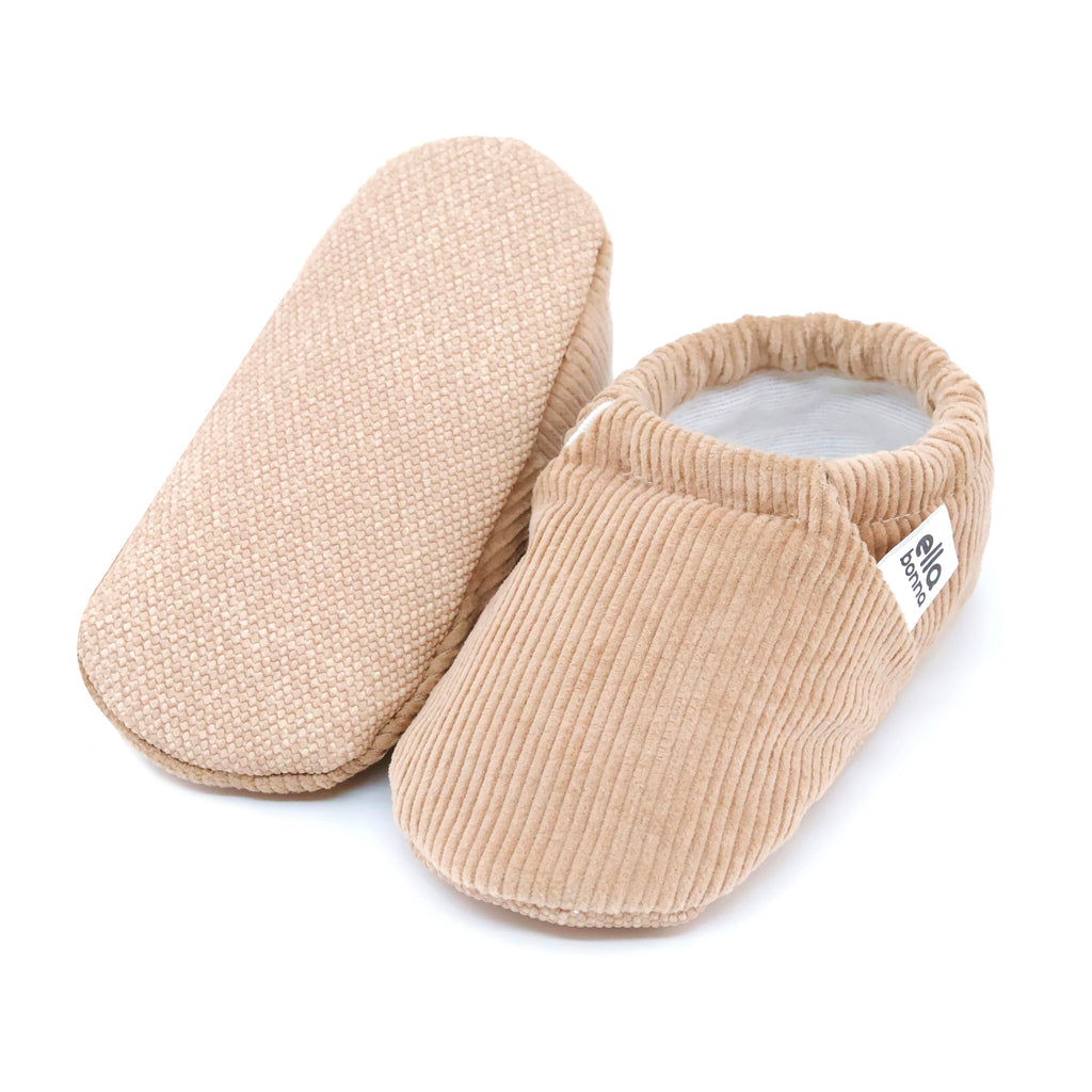 Organic Cotton Corduroy Home Nursery Moccasin Shoes  Beige