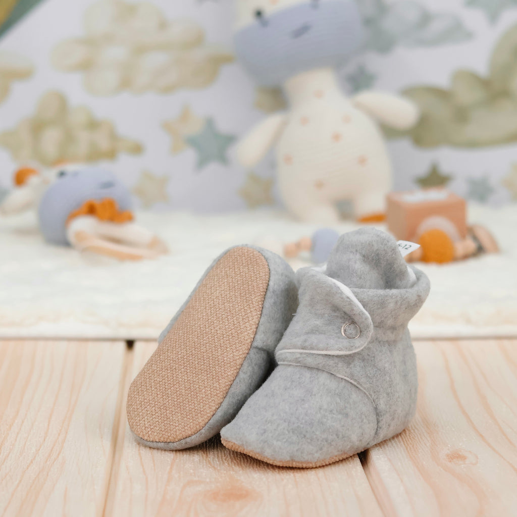 Organic Baby Booties, Newborn Booties Basic, Gray