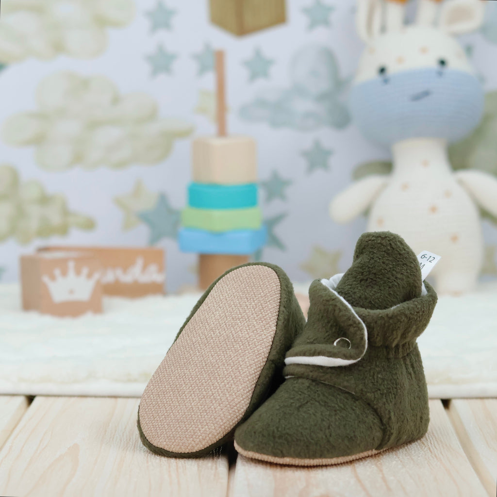 Organic Baby Booties, Newborn Booties Basic, Khaki