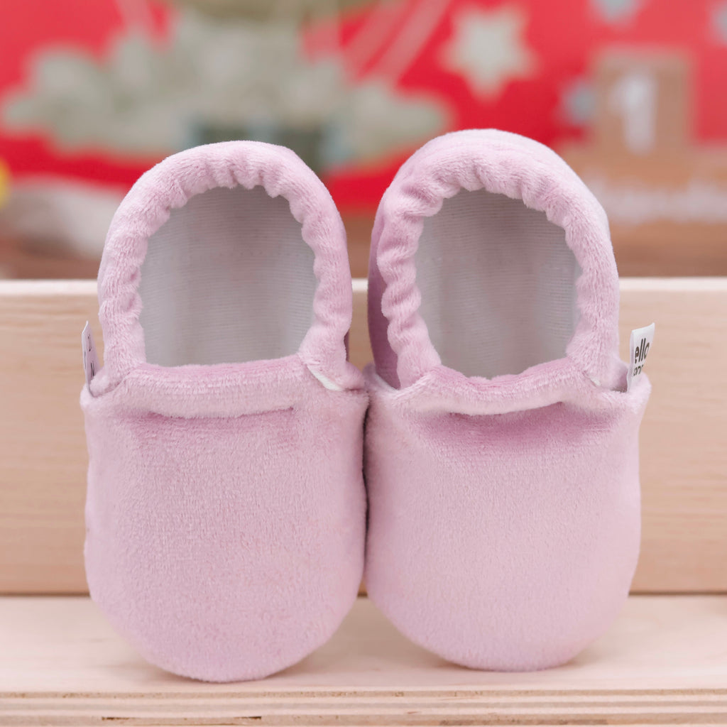 Organic Cotton Velvet Home Nursery Moccasin Shoes, Pink