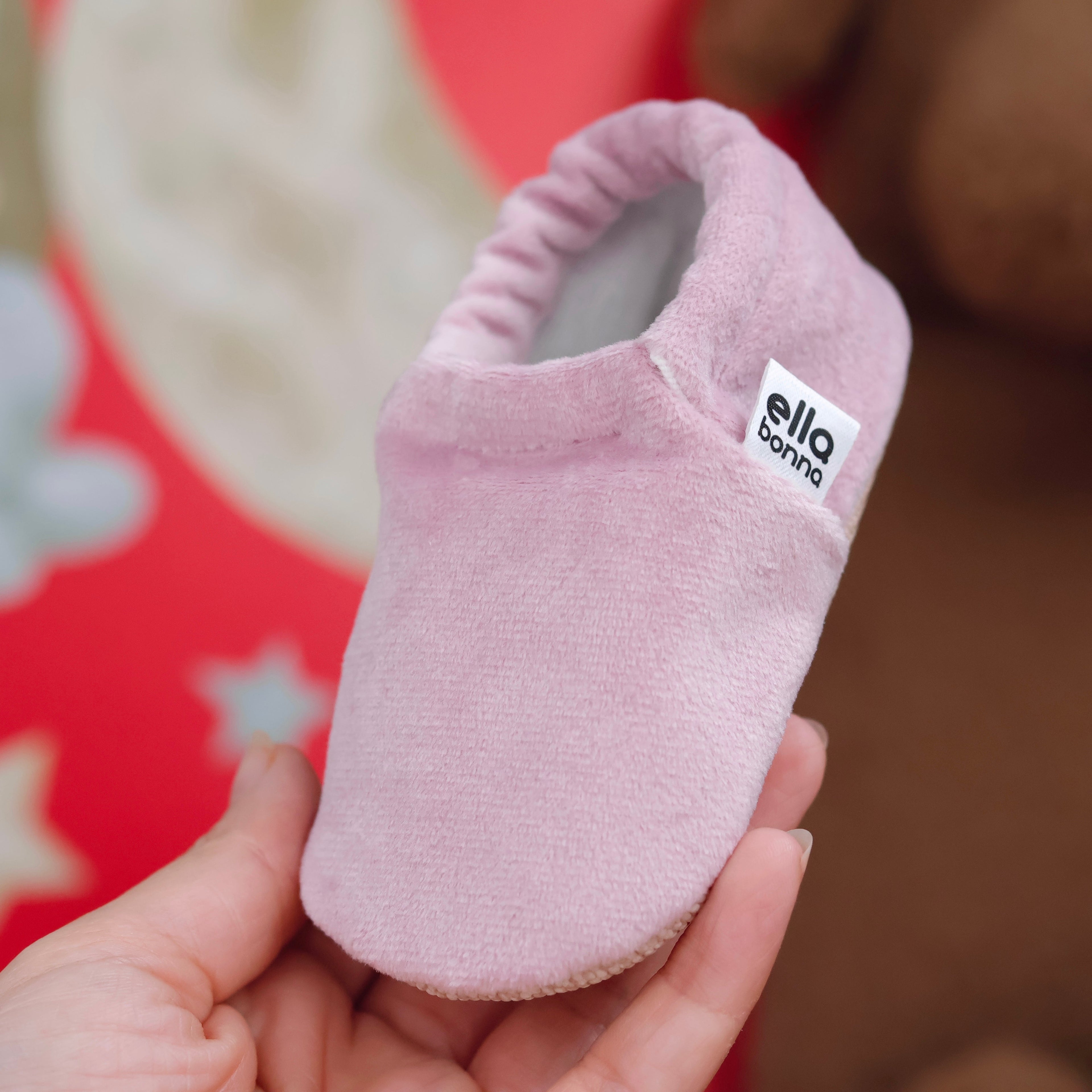 Organic Cotton Velvet Home Nursery Moccasin Shoes, Pink
