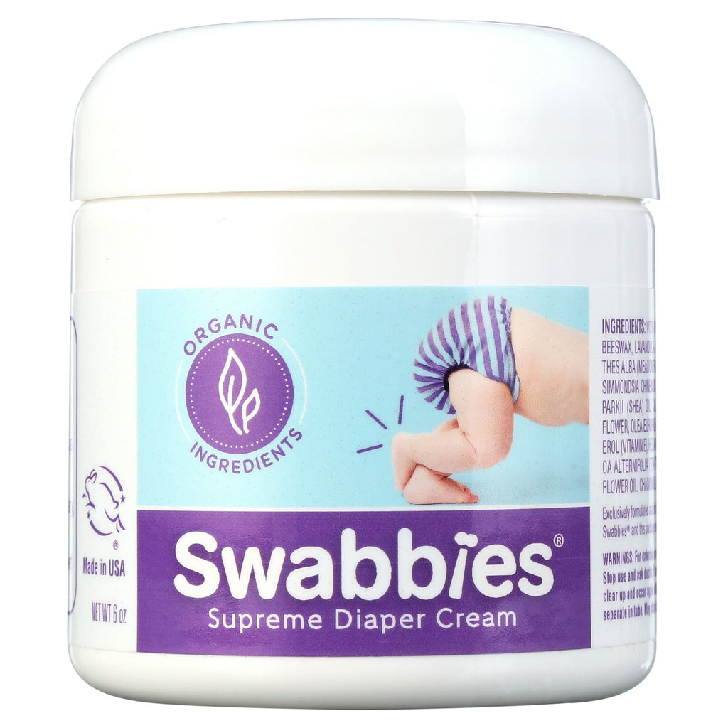 Swabbies Su preme Organic Natural Diaper Cream, 6 oz. Jar