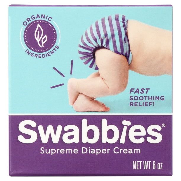 Swabbies Su preme Organic Natural Diaper Cream, 6 oz. Jar