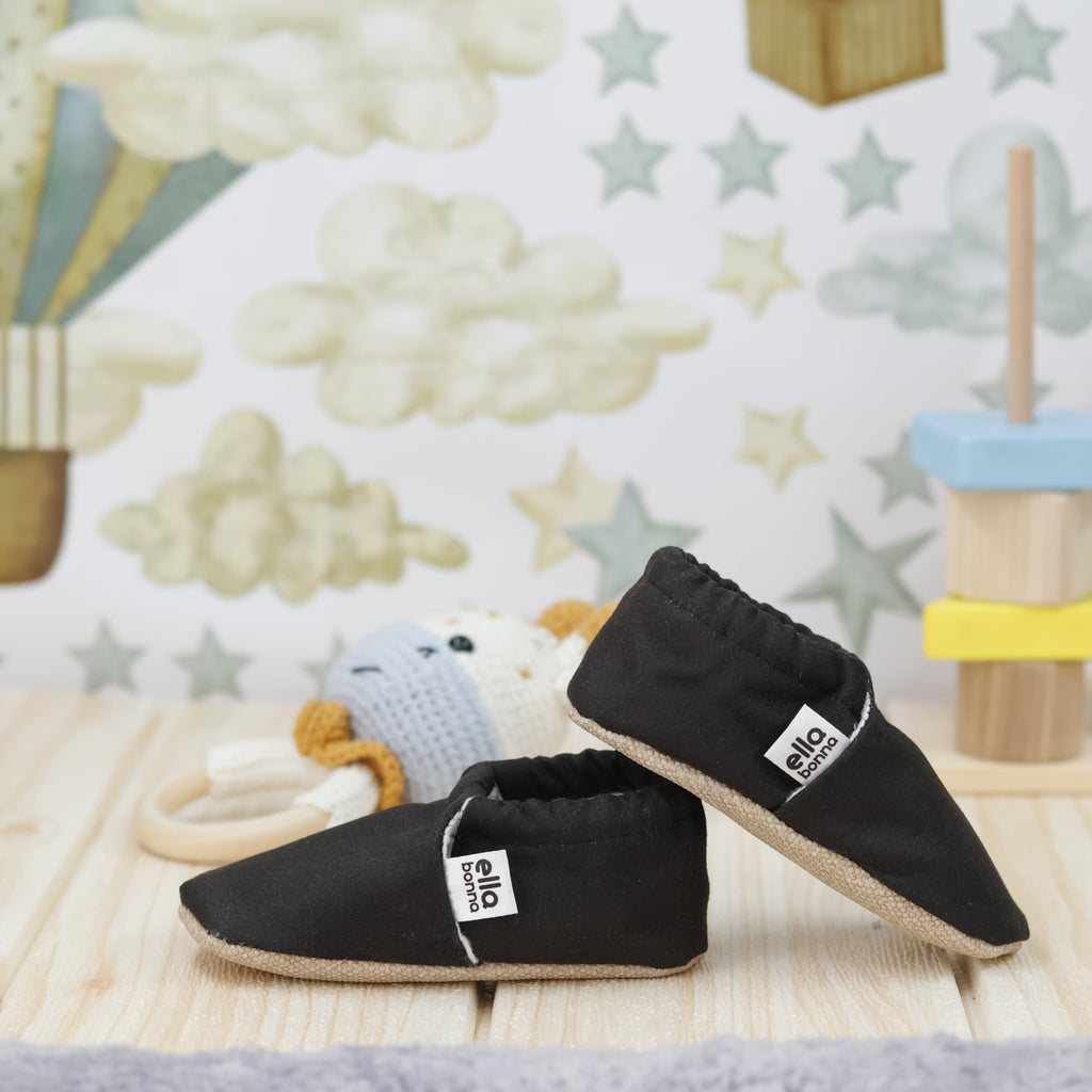 Ella Bonna Baby Moccasins, Slippers, Black