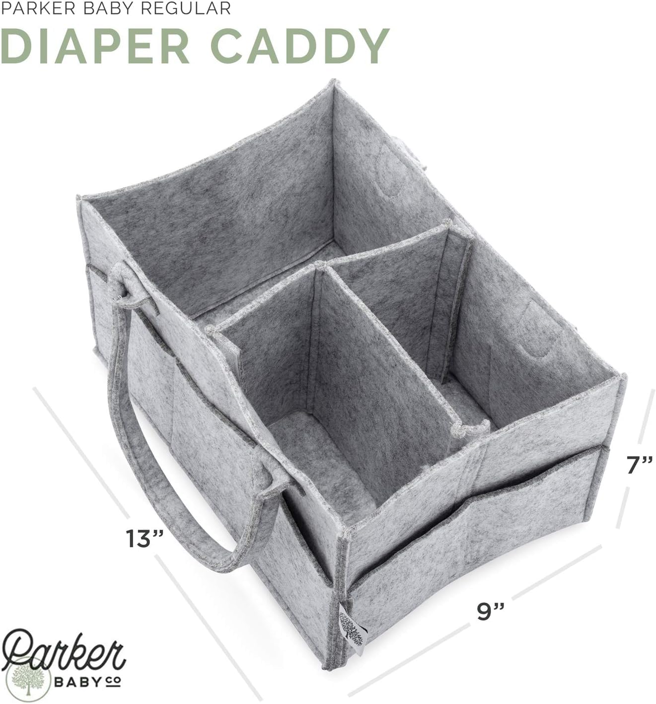 Parker Baby Diaper Caddy - Nursery Storage Bin and Car Organizer, Regular - Gray