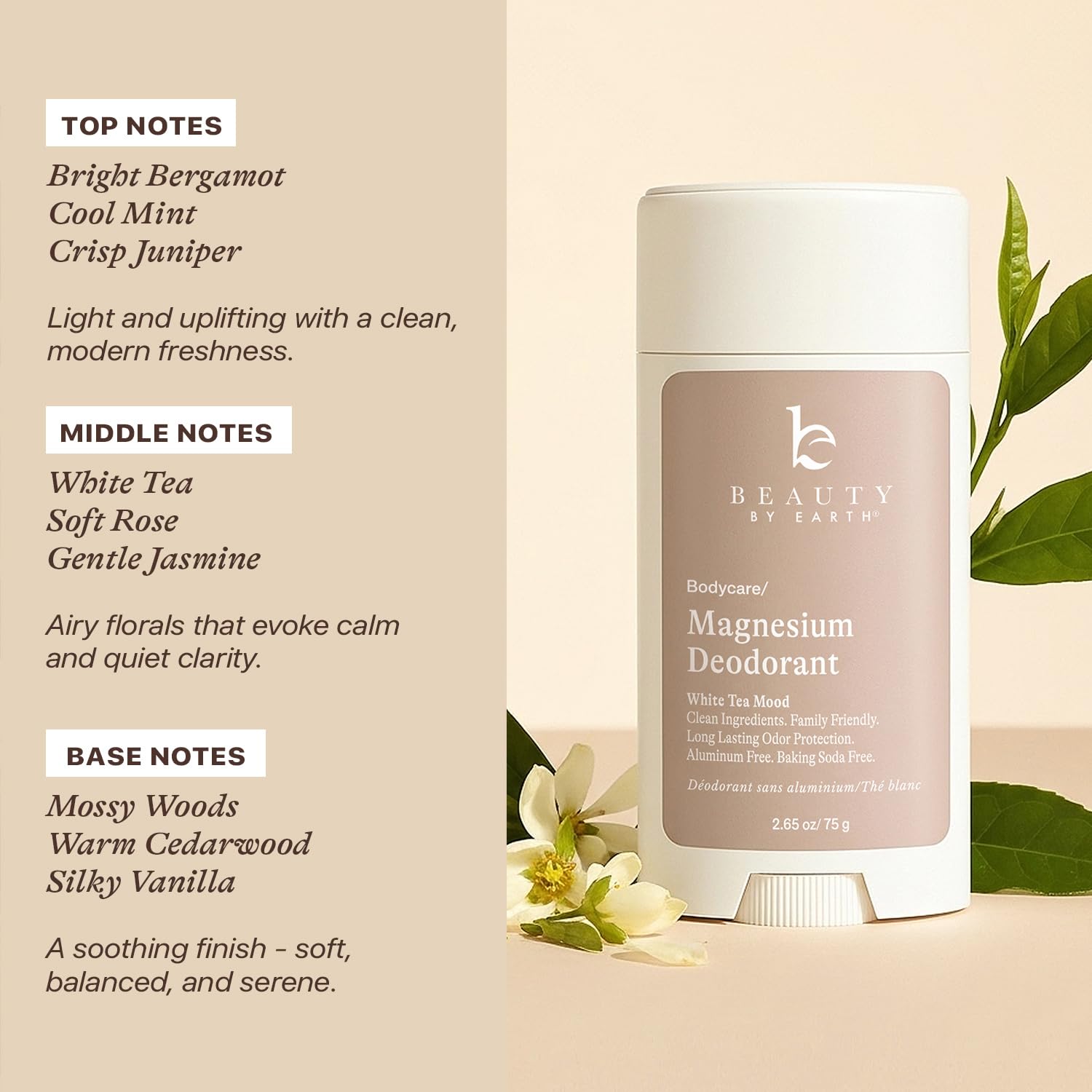 Aluminum Free Deodorant for Women – USA Made Natural Magnesium Deodorant with 55% Organic Ingredients, Baking Soda Free, Long-Lasting All-Day Odor Protection, Non-Irritating for Kids & Sensitive Skin