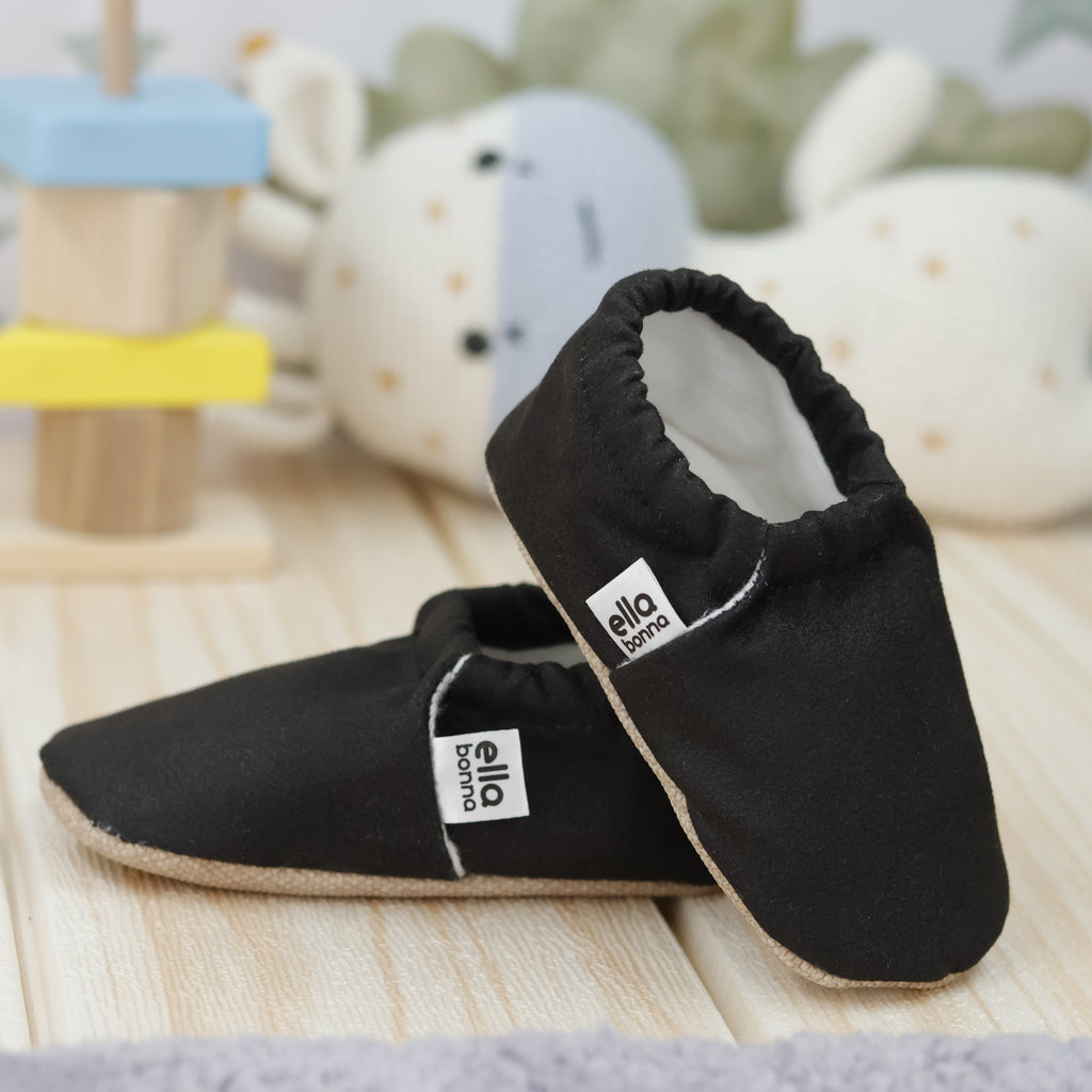 Ella Bonna Baby Moccasins, Slippers, Black