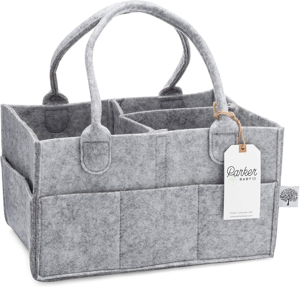 Parker Baby Diaper Caddy - Nursery Storage Bin and Car Organizer, Regular - Gray