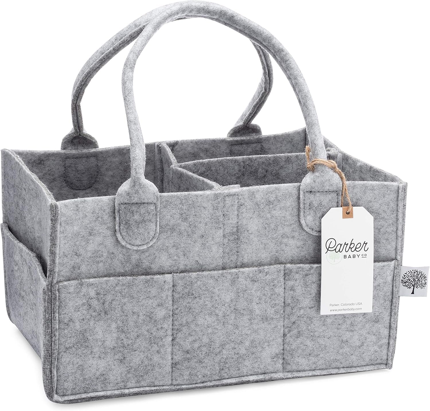 Parker Baby Diaper Caddy - Nursery Storage Bin and Car Organizer, Regular - Gray