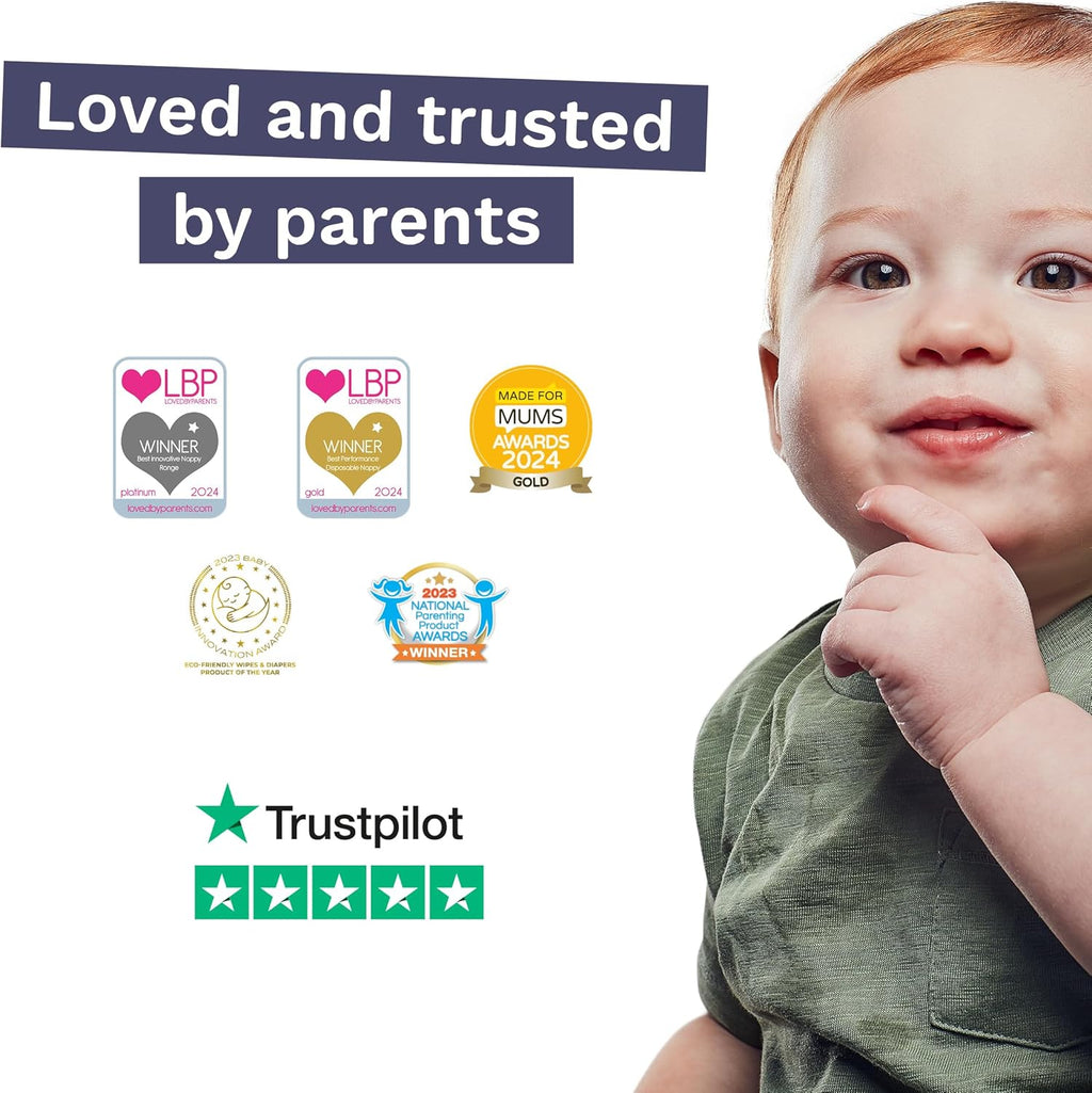 Pura Size 6 Eco-Friendly Diapers (29+ lbs) Hypoallergenic, Soft Organic Cotton, Sustainable, up to 12 Hours Leak Protection, Allergy UK, Recyclable Paper Packaging, 18 Count (Pack of 3) (54 Diapers)