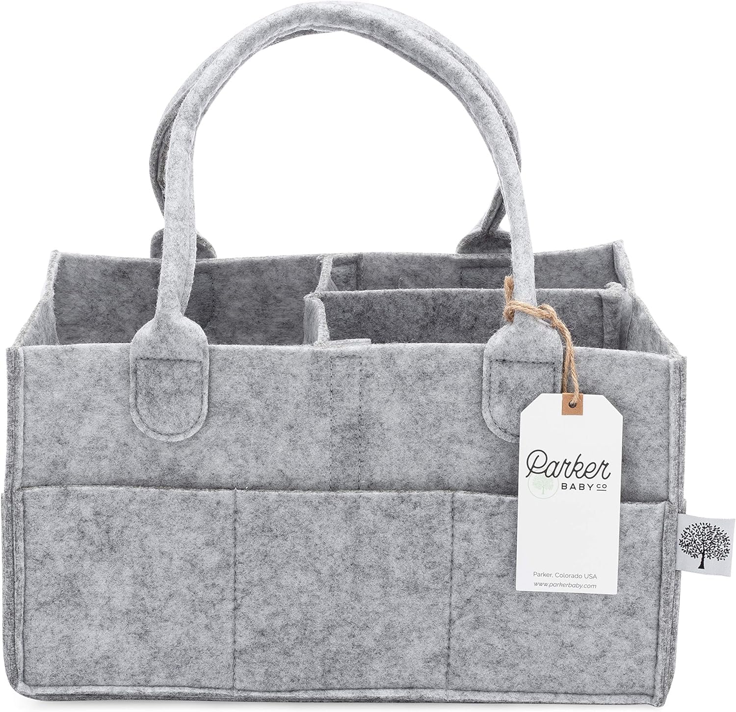 Parker Baby Diaper Caddy - Nursery Storage Bin and Car Organizer, Regular - Gray