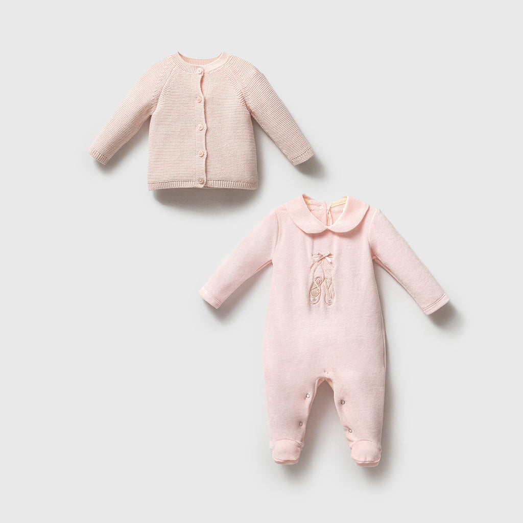Ballet Footed Onesie & Cardigan Set