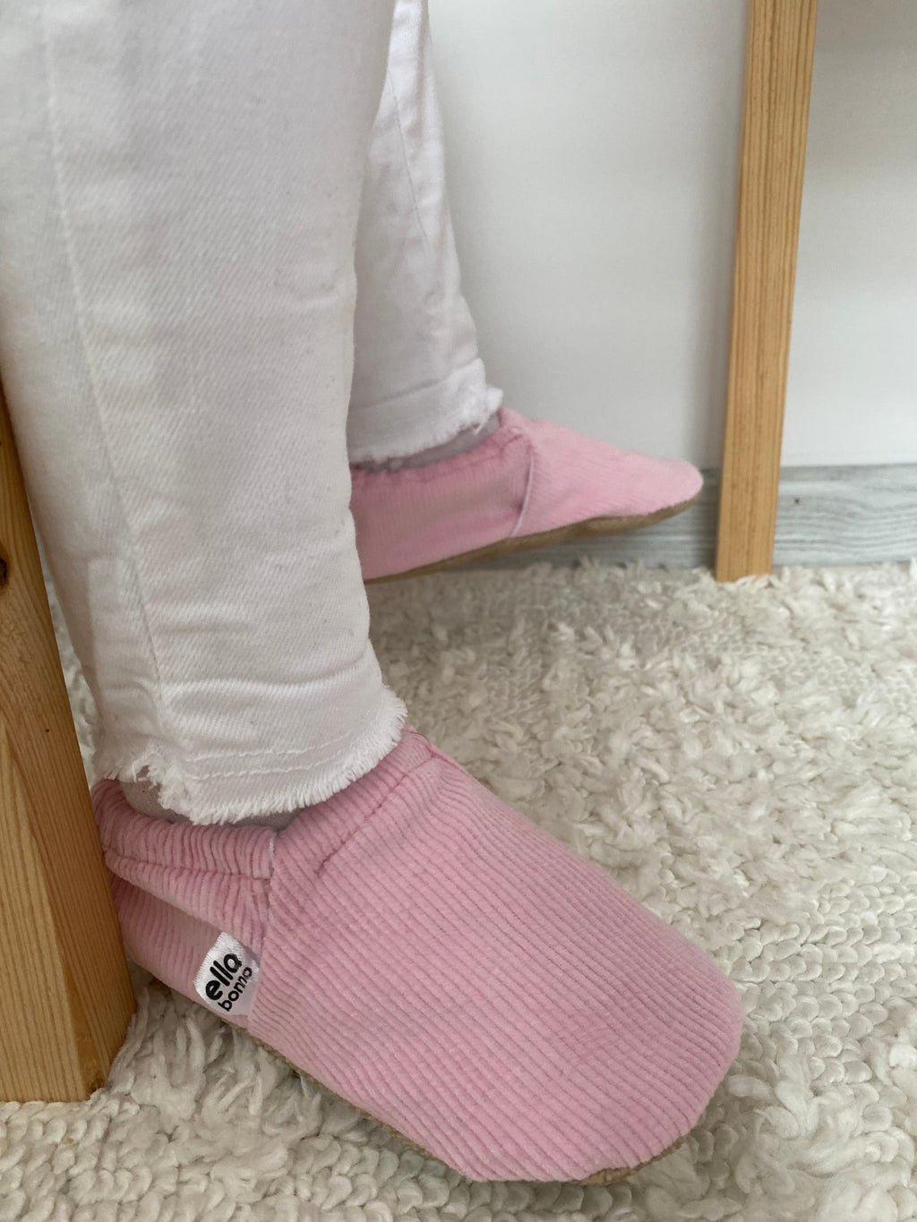 Organic Cotton Corduroy Home Nursery Moccasin Shoes , Pink