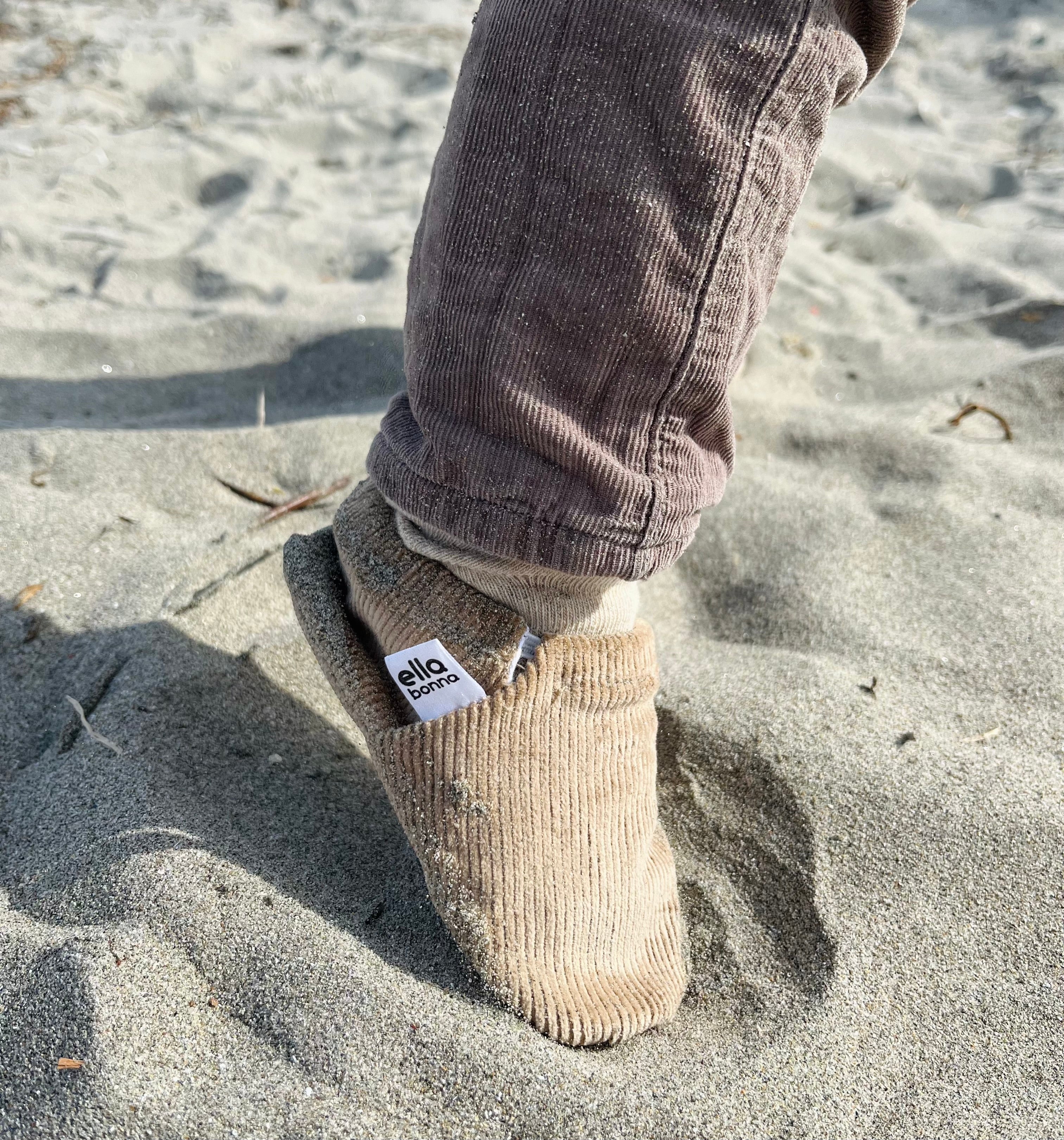 Organic Cotton Corduroy Home Nursery Moccasin Shoes  Beige