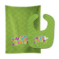 Happy Easter Green Quatrafoil Baby Bib & Burp Cloth BB6900STBU