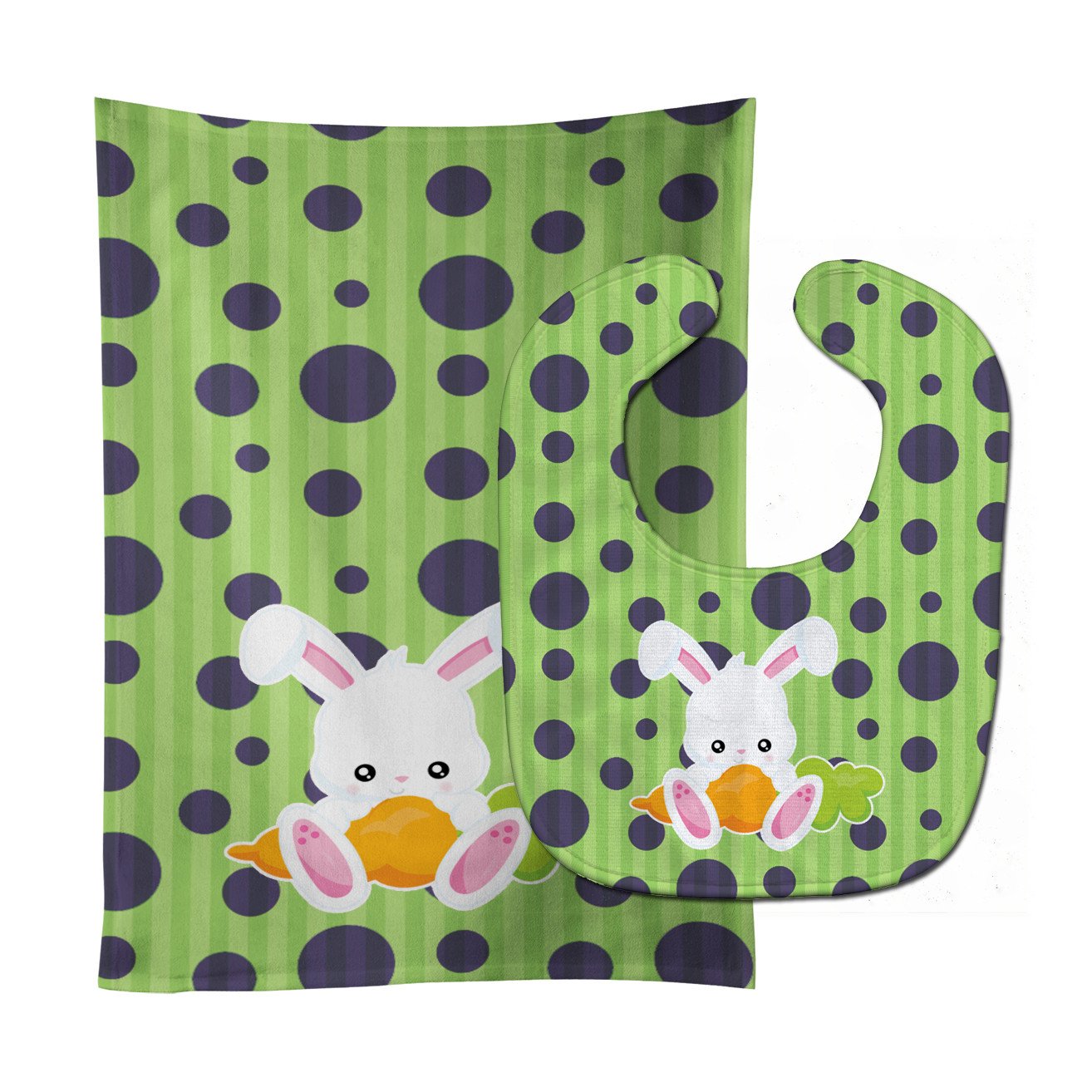 Easter Polkadot Rabbit Baby Bib & Burp Cloth BB6903STBU