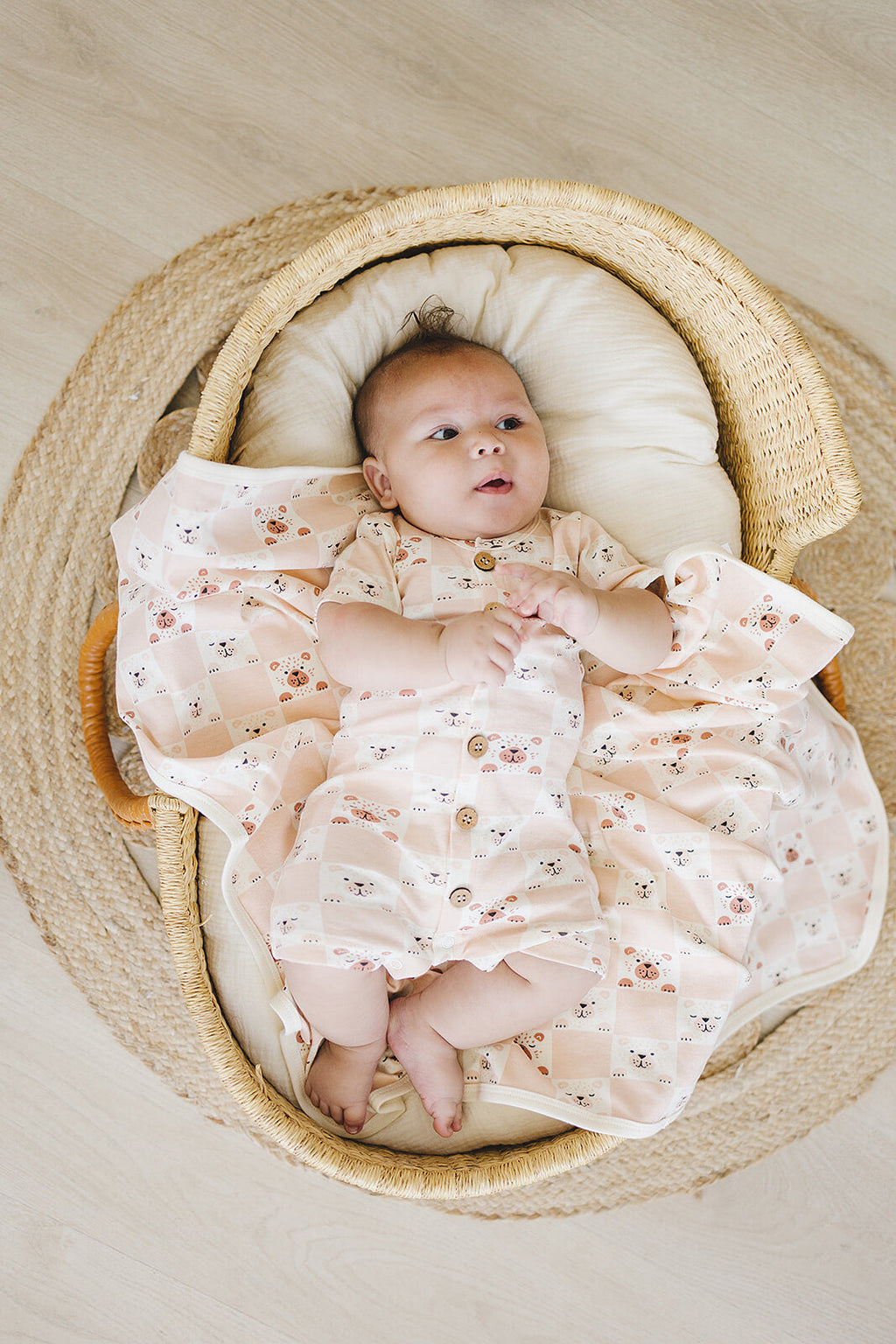 GOTS Certified Organic Cotton Blanket - Checkered Bear