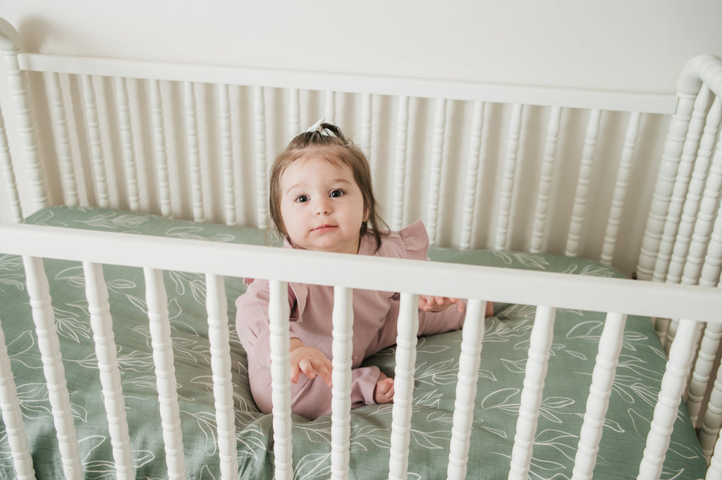Organic Bamboo Cotton Blend Crib Sheet in Natural Oasis Willow