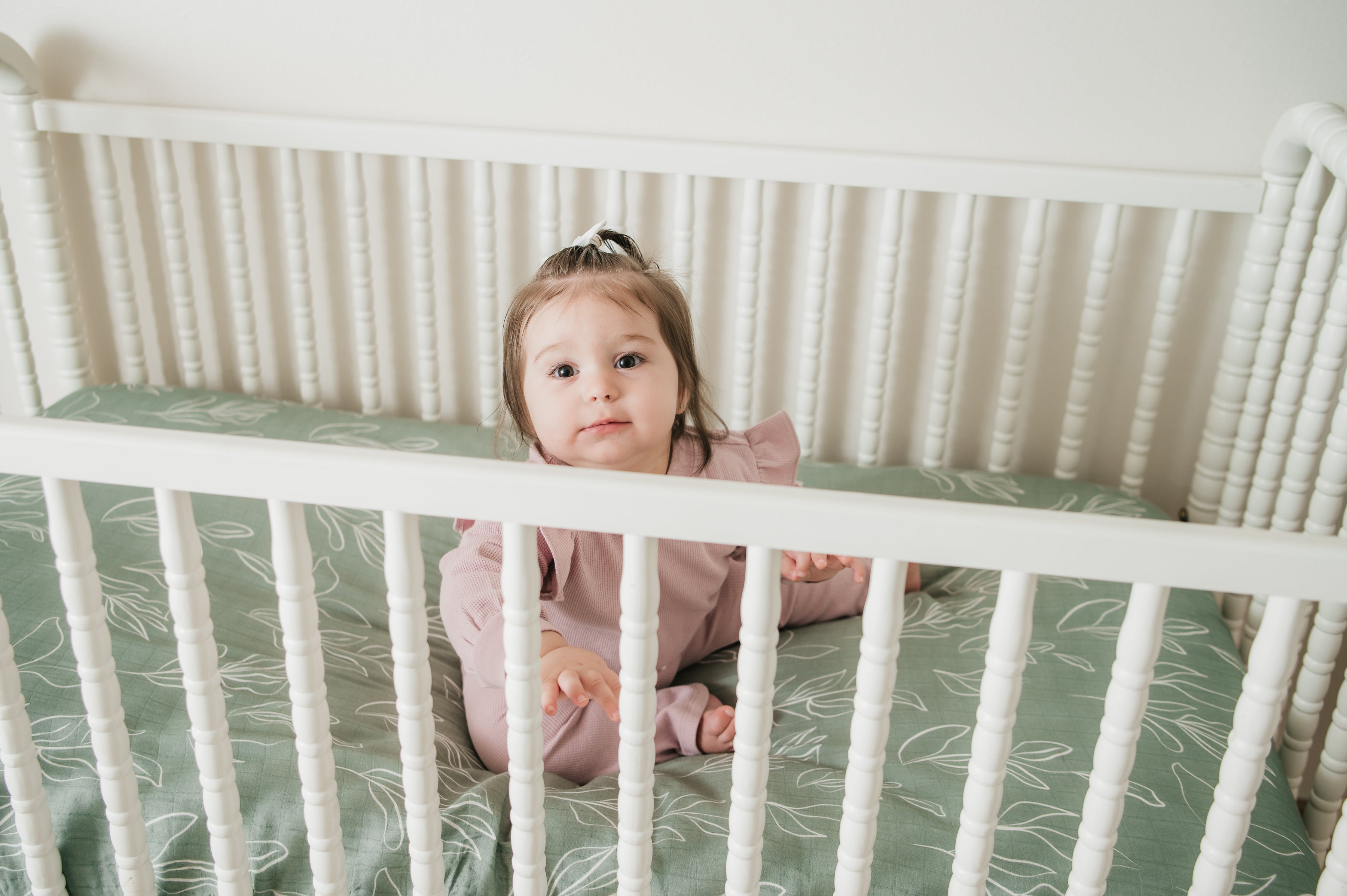 Organic Bamboo Cotton Blend Crib Sheet in Natural Oasis Willow