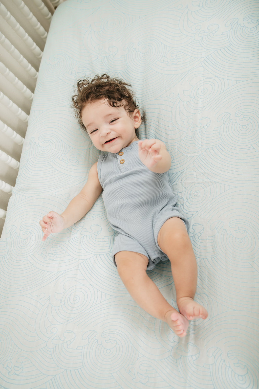 Organic Crashing Sea Waves Bamboo Cotton Blend Crib Sheet