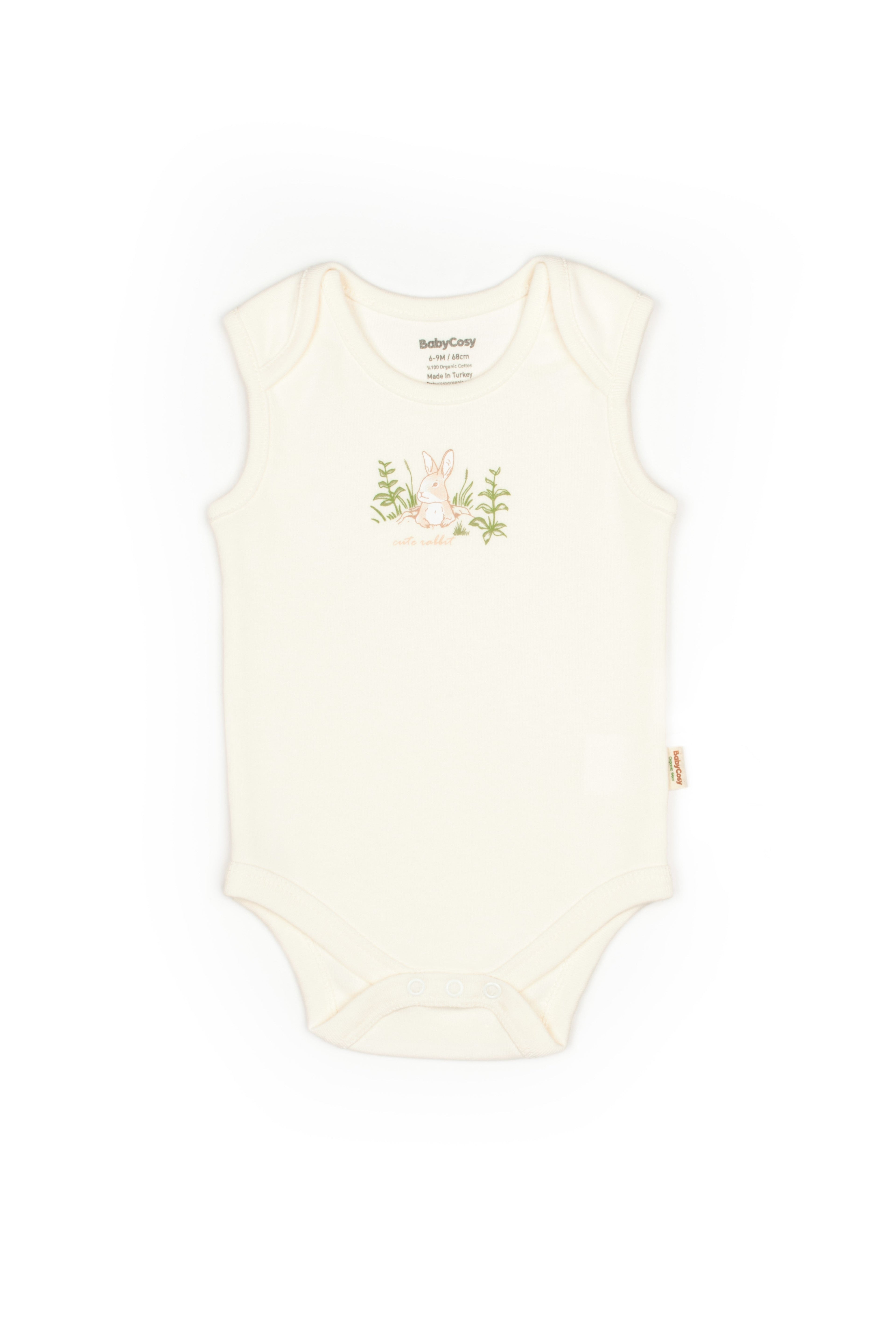 Ecru Bunny Sleeveless Organic Bodysuit