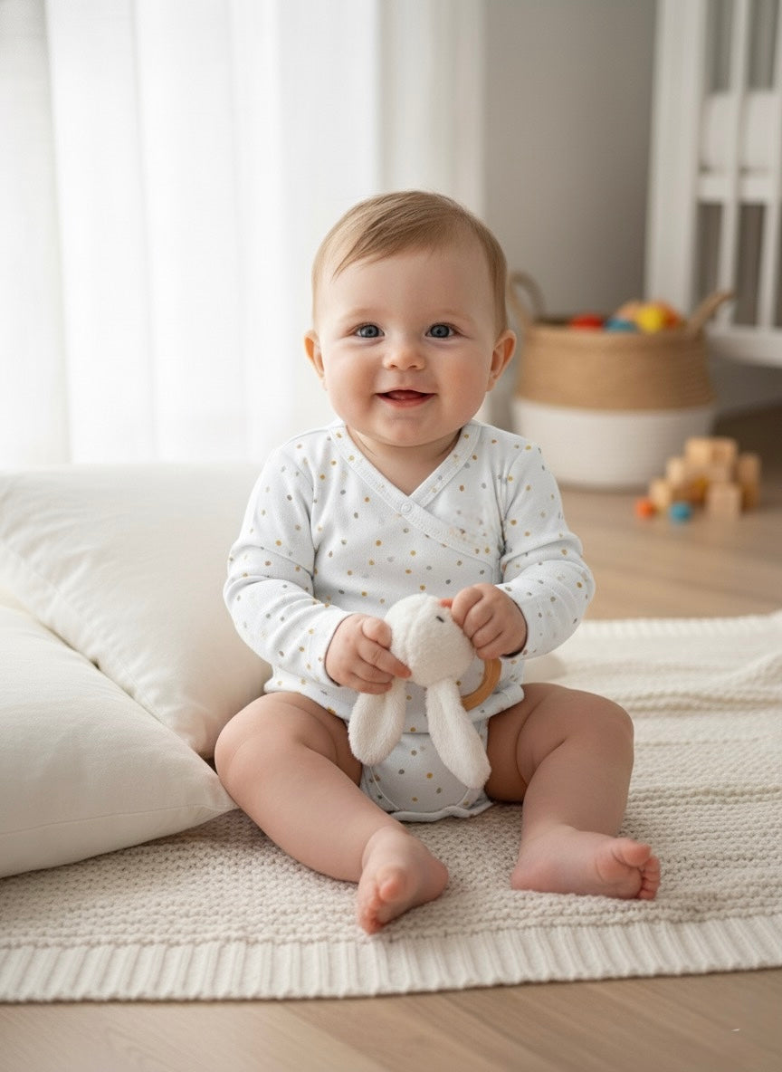 Cream Long Sleeve Organic Bodysuit