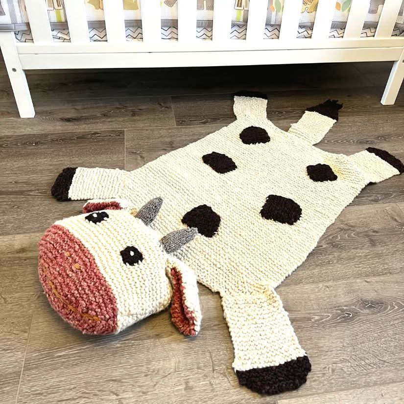 Organic Wool Play Mat + Nursery Rug  | Cow