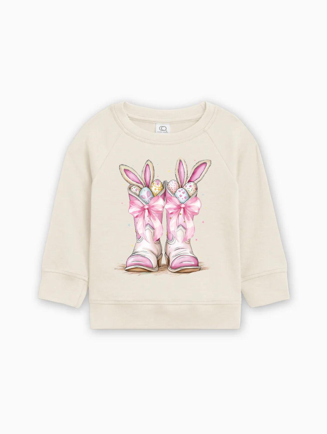 Easter Eggs in boots Easter Organic Cotton Baby toddler Pullover