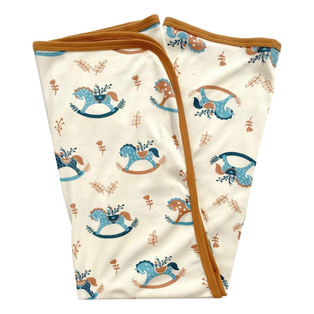 GOTS Certified Organic Cotton Blanket - Rocking Horse