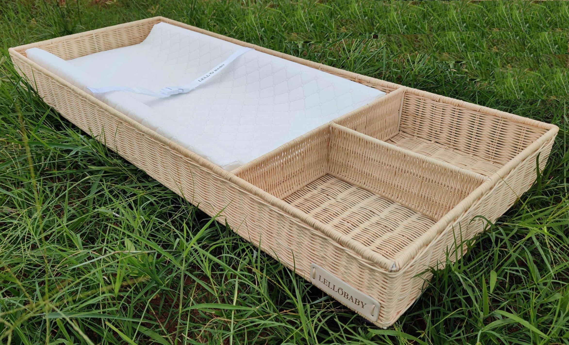 LELLOBABY™ X Hampton BABY-  Rattan Wicker Changing Tray Premier Plus+