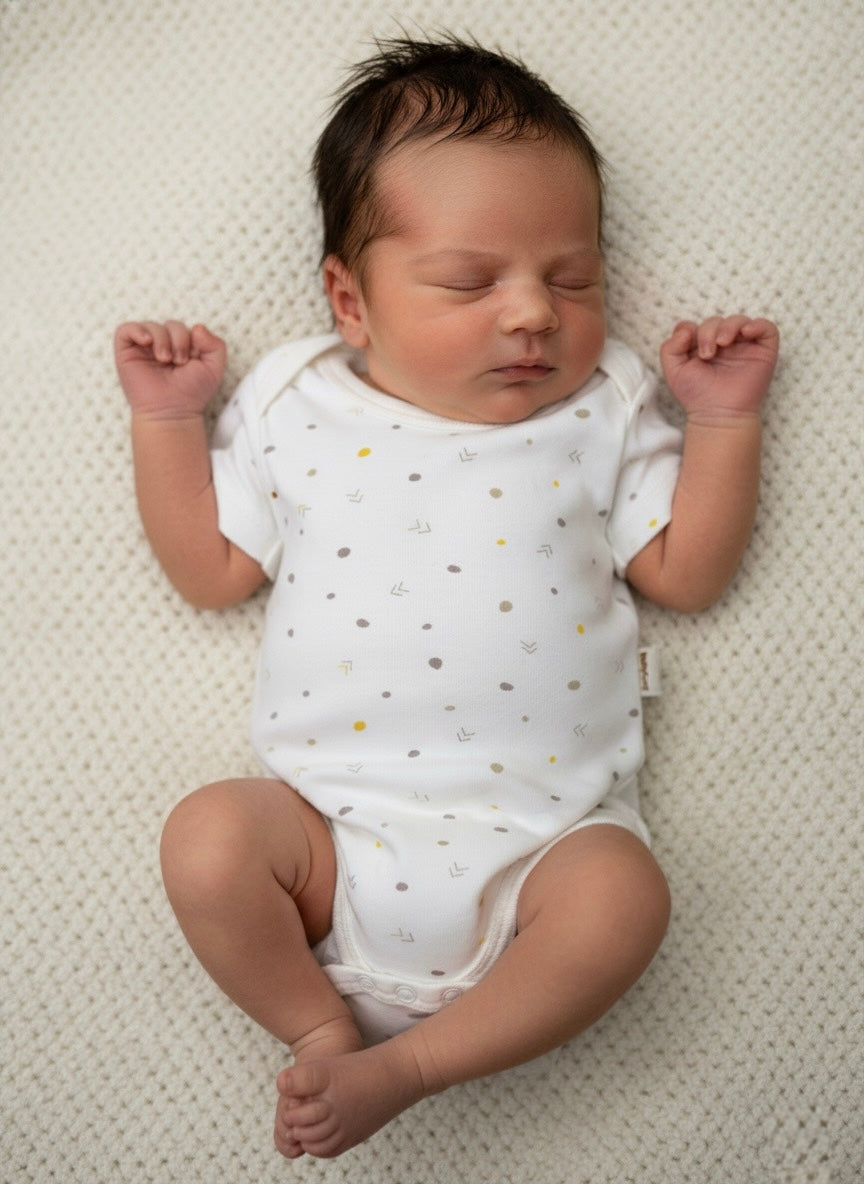 Cream Short Sleeve Organic Bodysuit