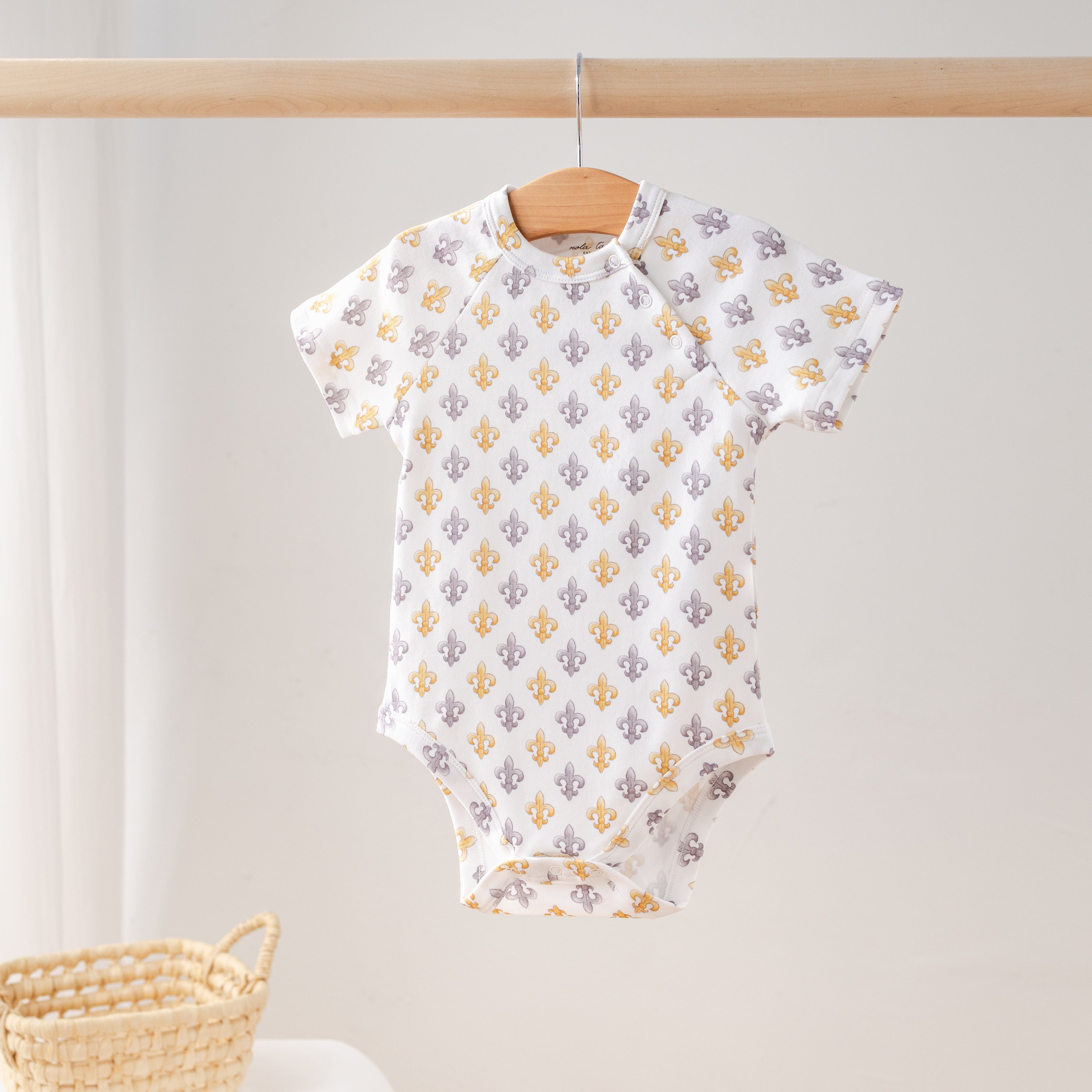 Black and Gold Fleur de Lis Organic Cotton Onesie