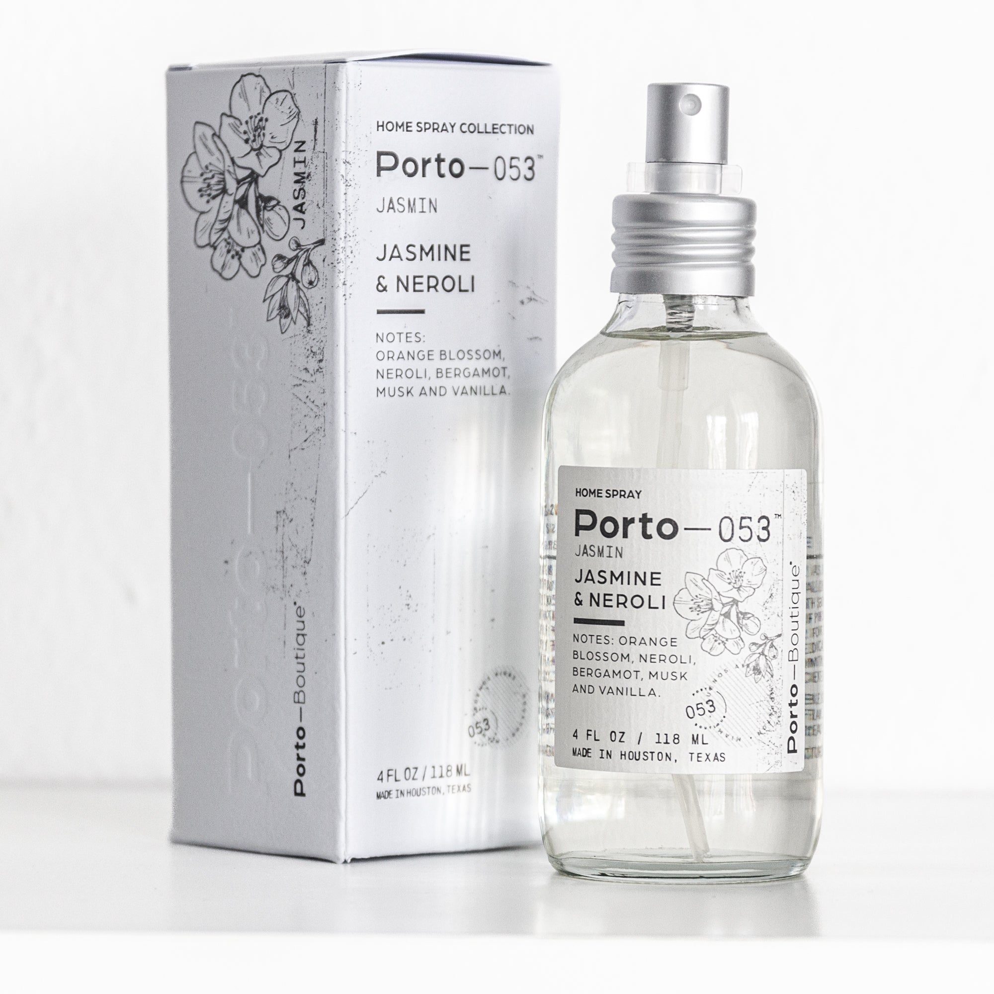 Room Spray – Linen & Fabric Freshener – High Fragrance Concentration Porto-053 – Vegan & Handmade in USA – 4 oz Clear Glass Bottle