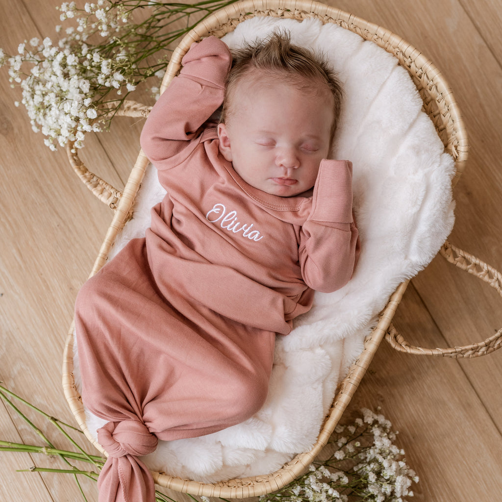Personalized Organic Cotton Knotted Gown