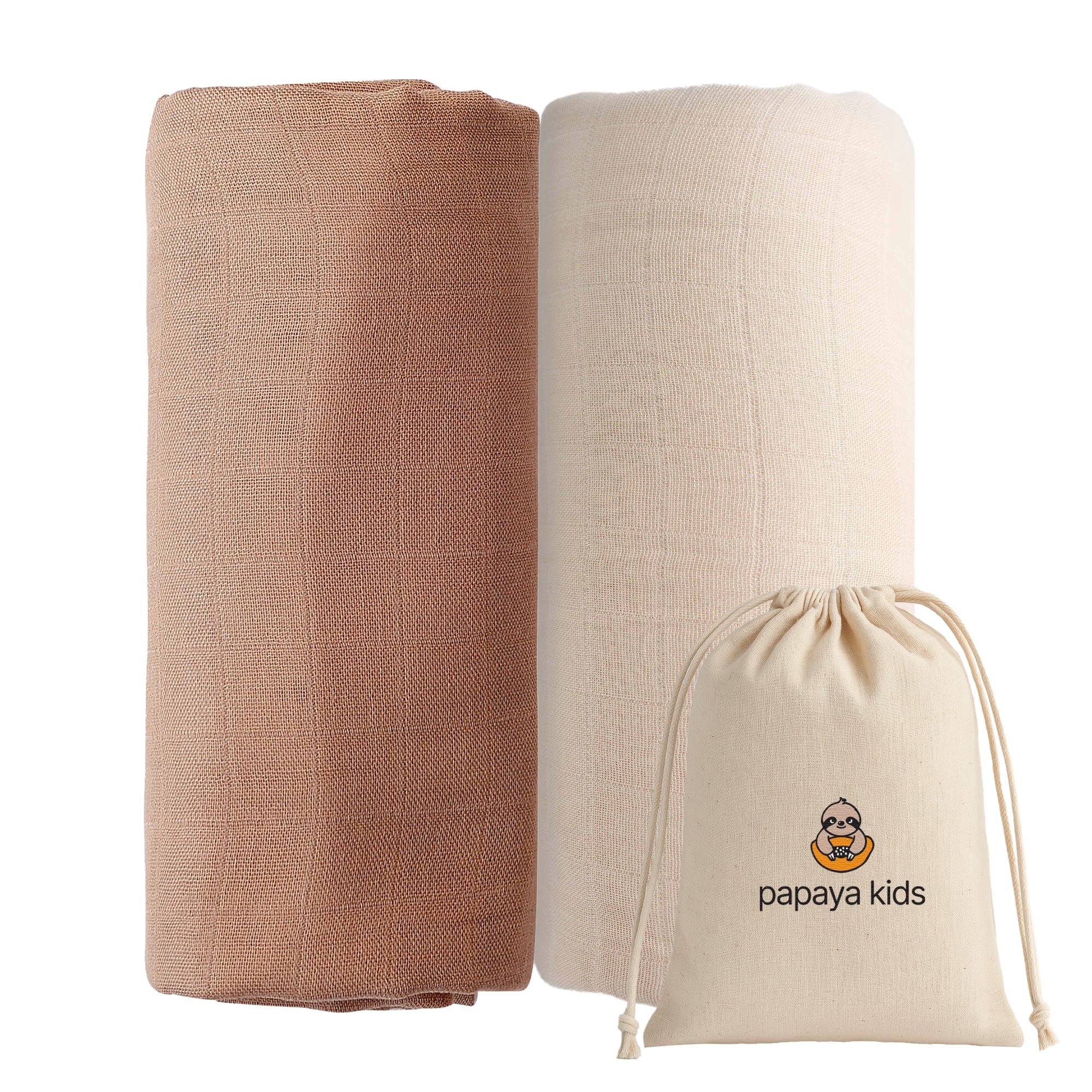 Muslin Swaddle Blankets - Soft Breathable Baby Swaddle Wrap, Bamboo Viscose & Cotton Receiving Blankets for Newborns, 2-Pack