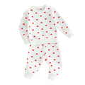 Baby Toddler Girls 2Pcs Clothes Valentine's Day Outfits Long Sleeve Crewneck Heart Print Pants Set