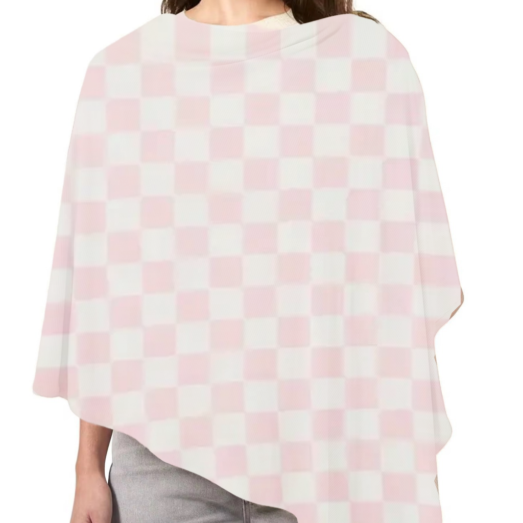 Sugar Pink & White Checkered Carseat Cover