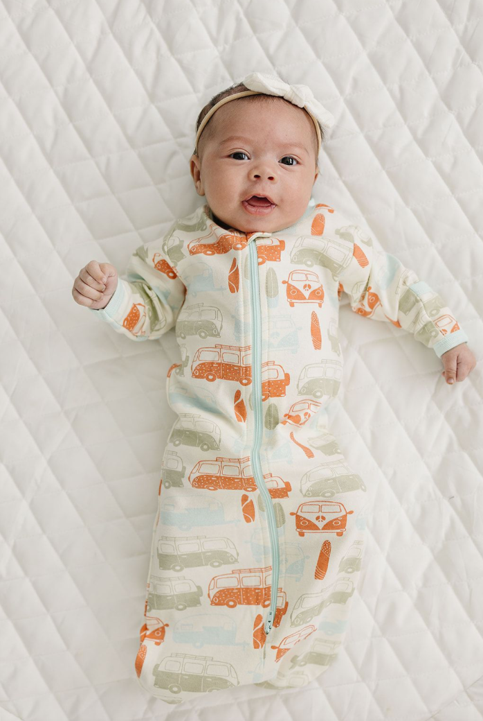 GOTS Certified Organic Cotton Sleepsack - Vintage Busses